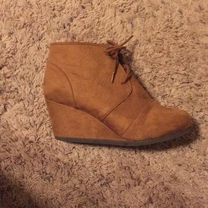 suede wedge booties